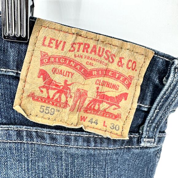 Levi's 559 Jeans Mens 44x30 (46x30 Actual) Relaxed Straight Blue Faded Denim - Picture 5 of 7